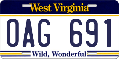 WV license plate OAG691