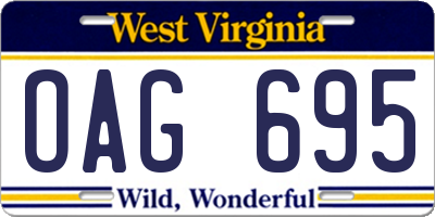 WV license plate OAG695