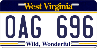 WV license plate OAG696