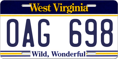 WV license plate OAG698
