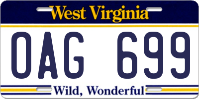 WV license plate OAG699