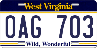 WV license plate OAG703