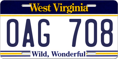 WV license plate OAG708