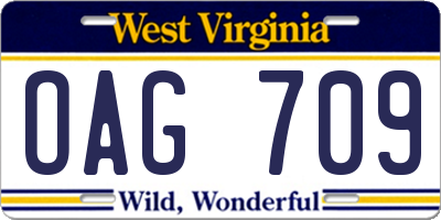 WV license plate OAG709