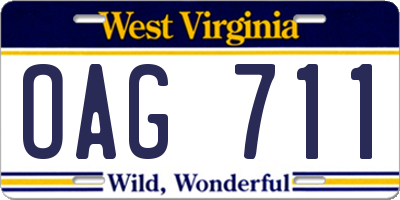 WV license plate OAG711