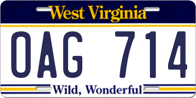 WV license plate OAG714