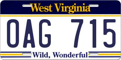WV license plate OAG715