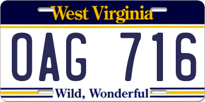 WV license plate OAG716