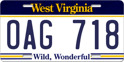 WV license plate OAG718