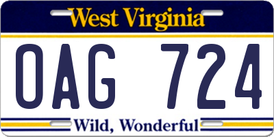 WV license plate OAG724