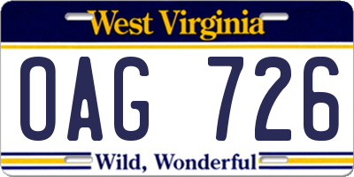 WV license plate OAG726