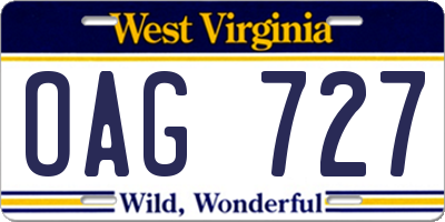 WV license plate OAG727