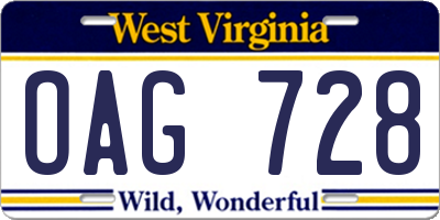 WV license plate OAG728