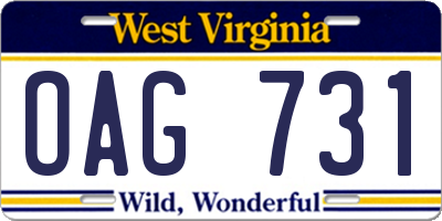 WV license plate OAG731