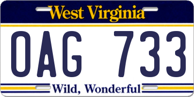 WV license plate OAG733