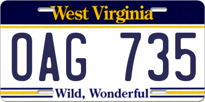 WV license plate OAG735