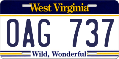 WV license plate OAG737