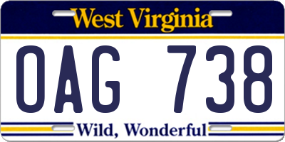 WV license plate OAG738