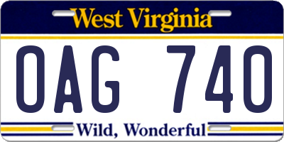 WV license plate OAG740