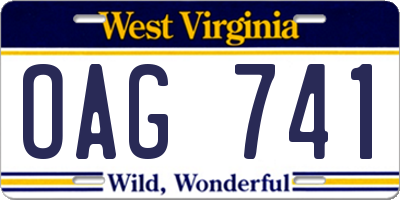 WV license plate OAG741