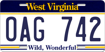 WV license plate OAG742