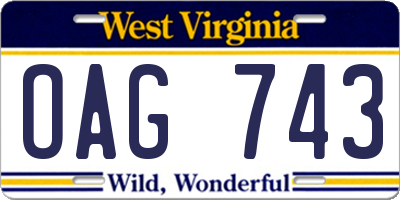 WV license plate OAG743