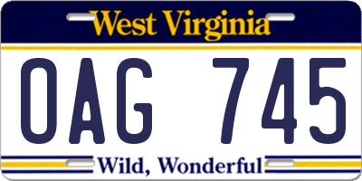 WV license plate OAG745