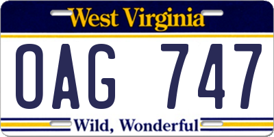 WV license plate OAG747