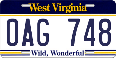 WV license plate OAG748