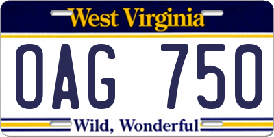 WV license plate OAG750