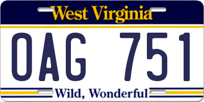 WV license plate OAG751