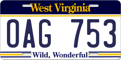 WV license plate OAG753