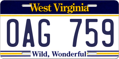 WV license plate OAG759