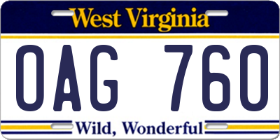 WV license plate OAG760