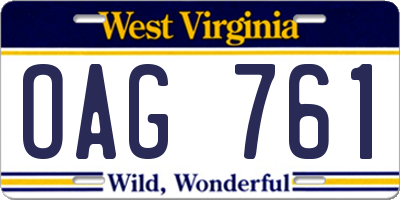 WV license plate OAG761