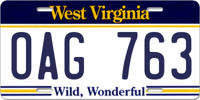 WV license plate OAG763