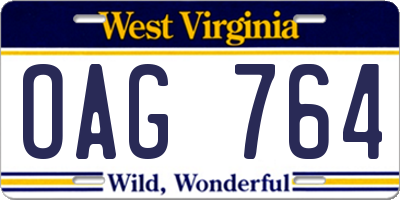 WV license plate OAG764