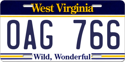 WV license plate OAG766