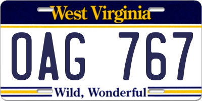 WV license plate OAG767