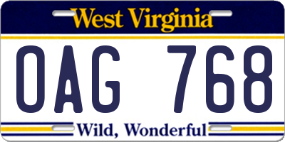 WV license plate OAG768