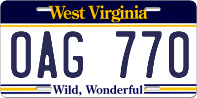 WV license plate OAG770