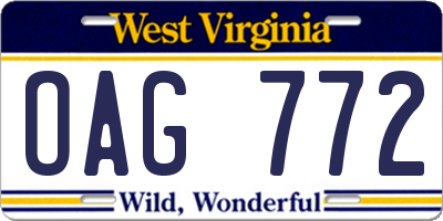 WV license plate OAG772