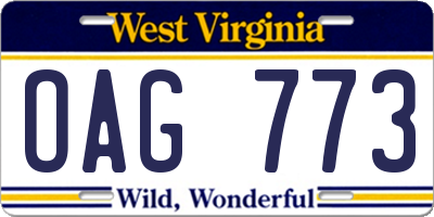 WV license plate OAG773