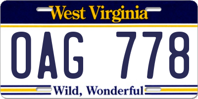 WV license plate OAG778