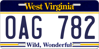 WV license plate OAG782