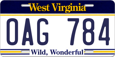 WV license plate OAG784