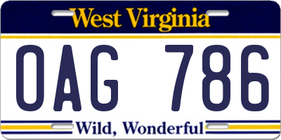 WV license plate OAG786