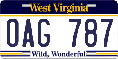 WV license plate OAG787