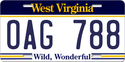 WV license plate OAG788