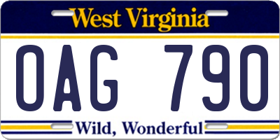 WV license plate OAG790